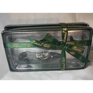 Vtg Marshall Field's Black Kitten Heels Shoes Painted Ornaments Glass Christmas